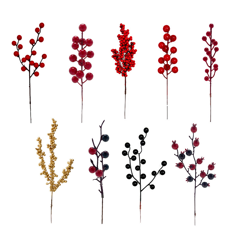 Festival de primavera decoración de Año Nuevo artificial baya roja ramo de Navidad fruta roja arreglo floral accesorios fortuna simulación de fruta Holly