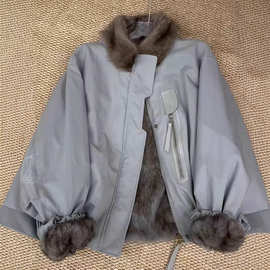 毛领仿紫貂内胆派克服女2025秋冬季小个子短款皮草大衣厚毛毛外套