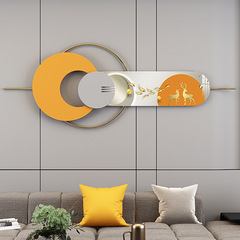 Living Room Iron Wrought Wall Hanging Art 3D Combination Decorative Painting Restaurant Wall Decor Crystal Porcelain Art Wall Ornament