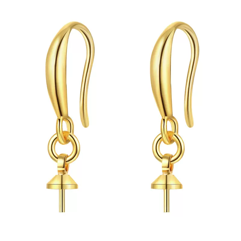 【工厂】电商跨境wish速卖通铜胚带圈耳环配件铜镀银金色耳勾耳扣