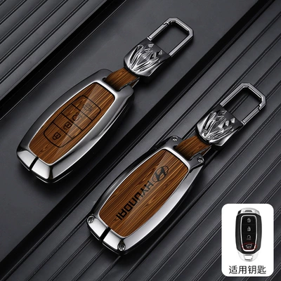 Car Bag Buckle for Men — Car key bag - standard-type-a-4-button-wood-grain-brown-metal-buckle
