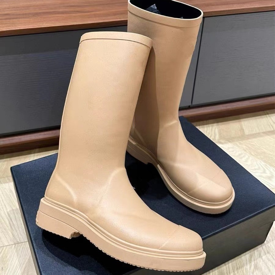 Kleine duftende Wind lange Fass Regen Damenmode wasserdicht und Anti-Rutsch-Ritterstiefel ohne Version_voghion.com