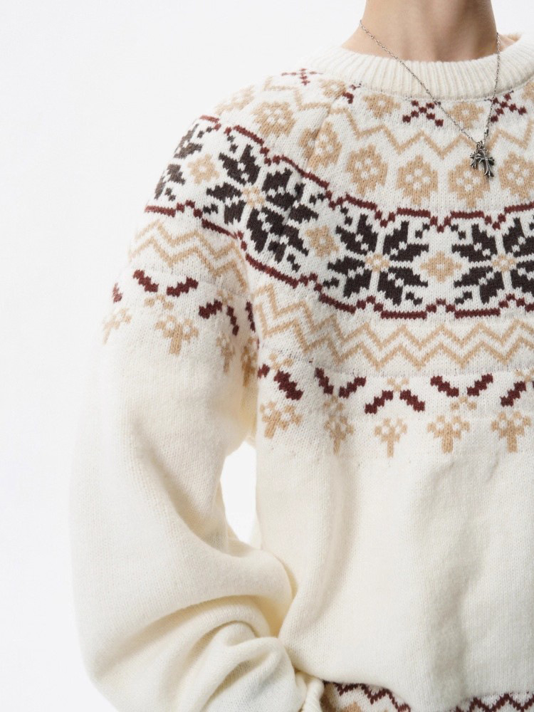 Herren Jacquard Weihnachtsstrickpullover Premium Winter Pullover_voghion.com