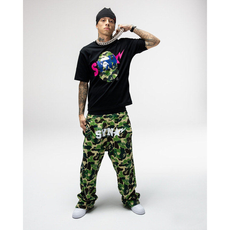 Central Cee Same Style American Street Style Syna World Collaboration Hip-Hop Ape Head Print Short-Sleeve T-Shirt Trendy