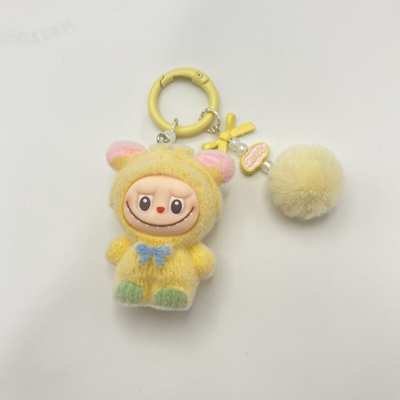 キャンディーカラーの植毛布キーホルダー、携帯電話の飾り、女の子のバッグの飾り、ラブブキーホルダー、キュートで楽しい|undefined