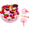 Family handheld dessert realistic wooden box for ice cream, fuchsia kitchen for cutting, toy