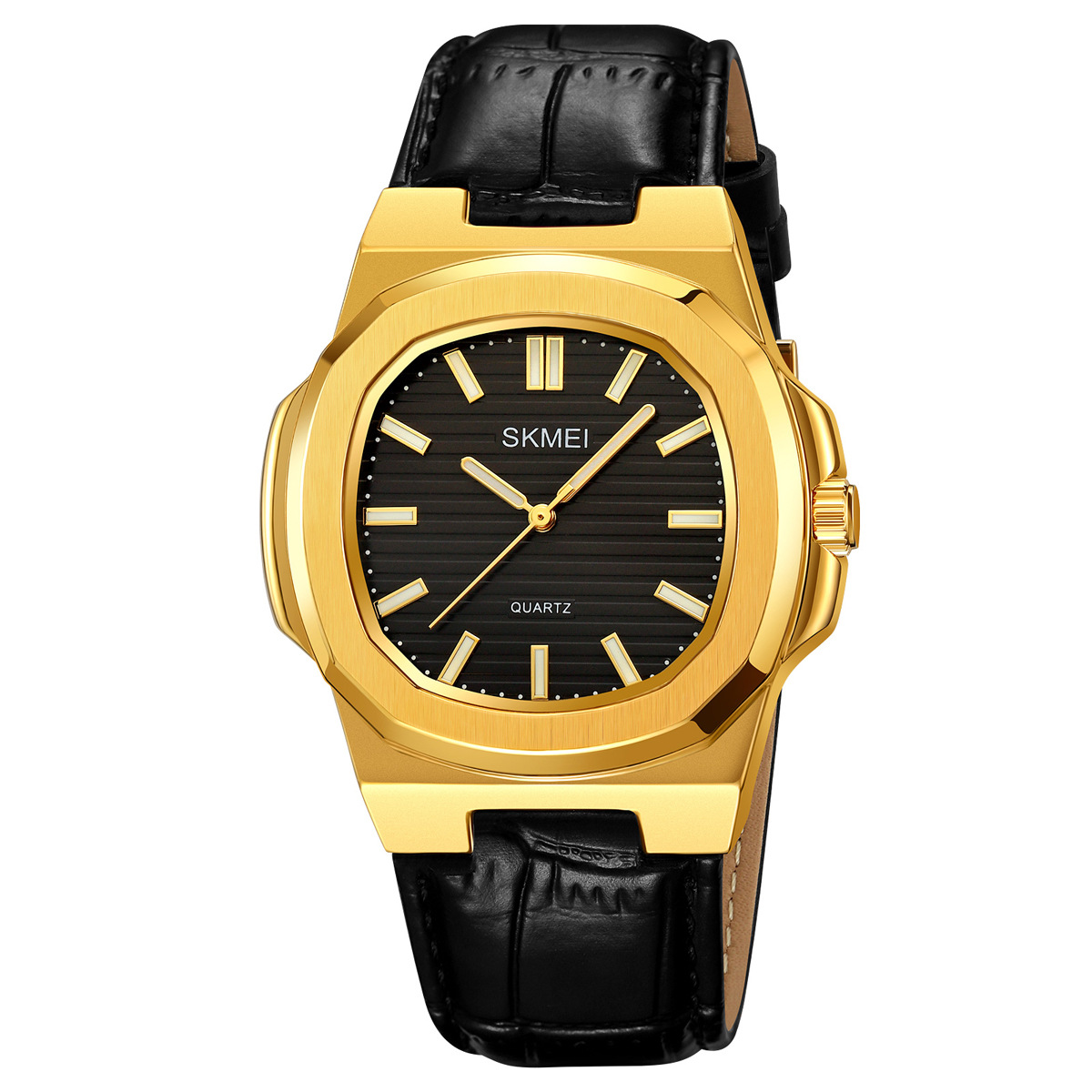 Momento de relojes de cuarzo para hombres impermeables nocrescentes correa de cuero relojes de negocios comercio exterior personalizado fábrica de fuente mayorista