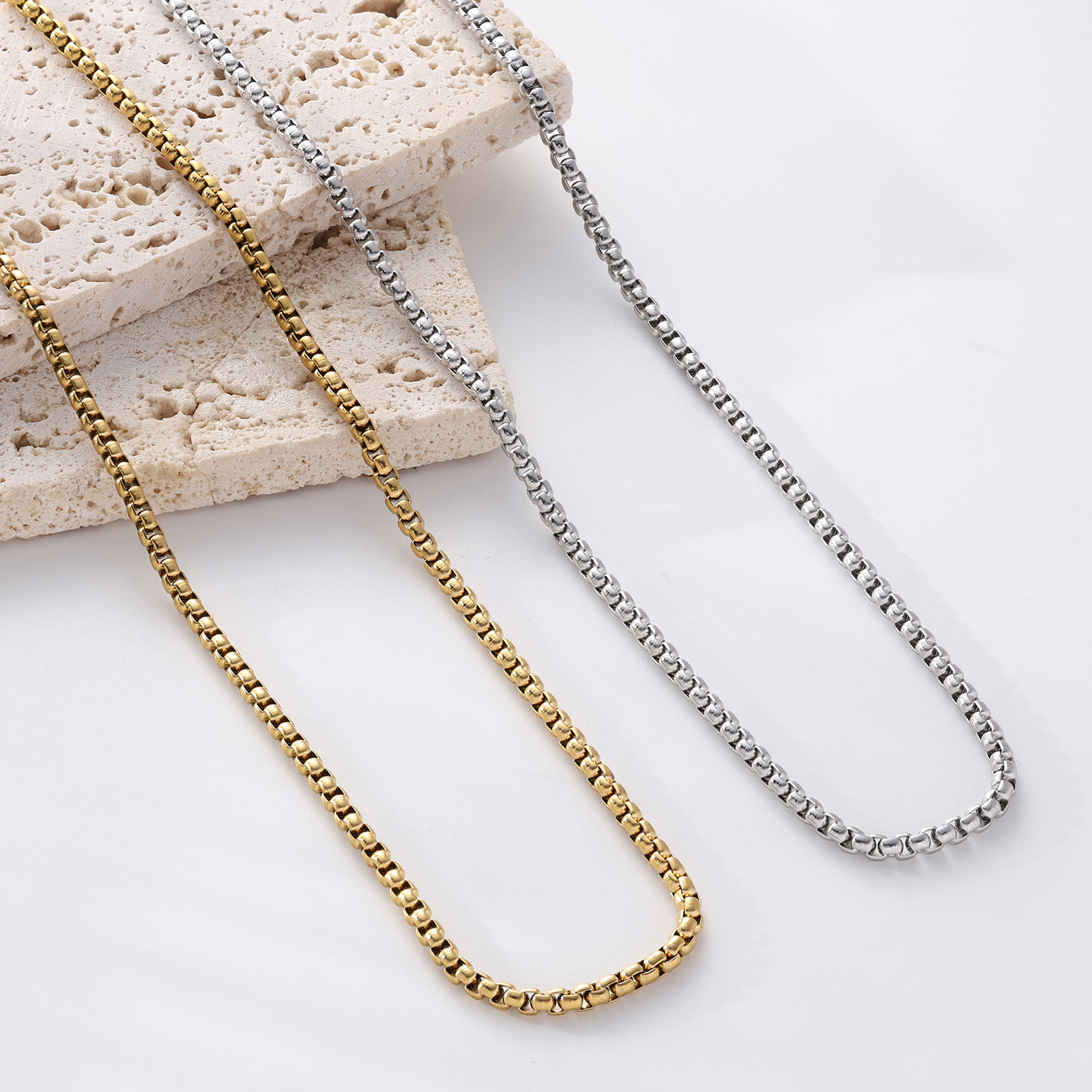 box chain Chain Type 1 Piece Quantity 304 Stainless Steel Material 1 Piece 304 Stainless Steel Box Chain Chain Necklace Chain Simple Style Geometric
