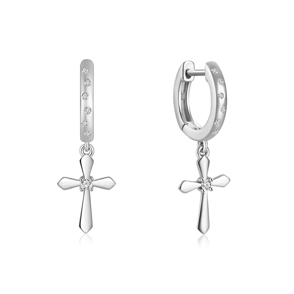 5g Weight 925 Sterling Silver Ear Needle Material Drop Earrings Classification 1 Pair Quantity Daily Occasion 925 Sterling Silver Material Cross Pattern Women's Gender Plating Design Simple Style Style 1 Pair 925 Sterling Silver Cross Drop Earrings 9