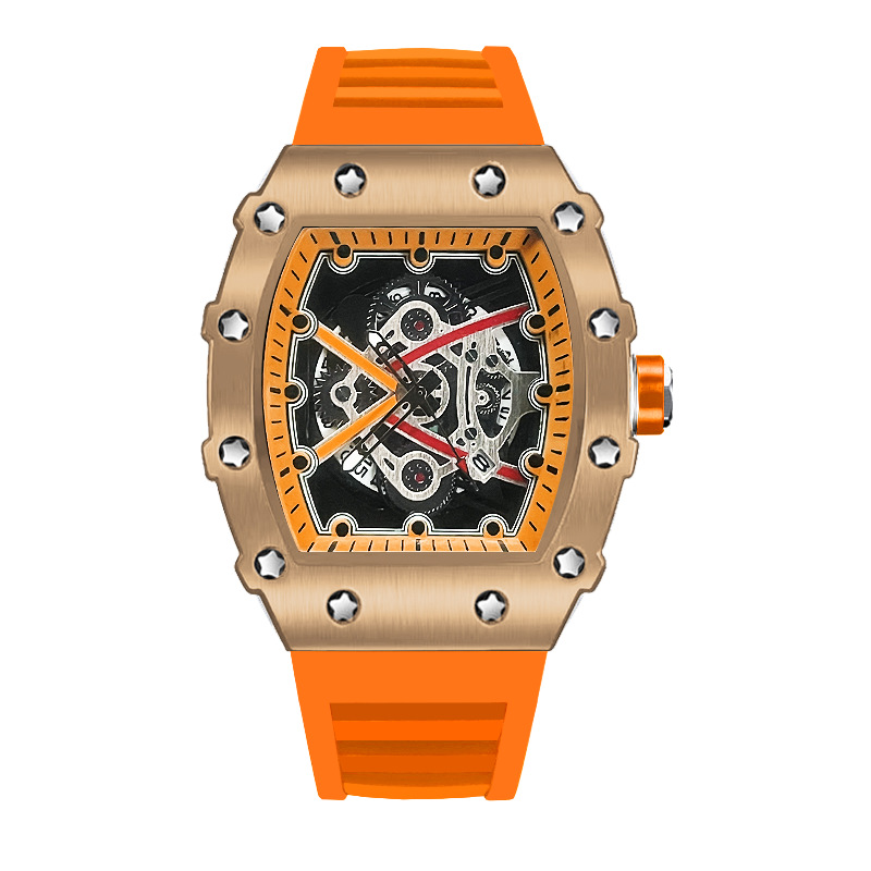 ZIDO Brand Casual Fashion Dominant Fully Automatic Quartz Hollow Luminous Waterproof Black Warrior 1707 Men's Watch_voghion.com