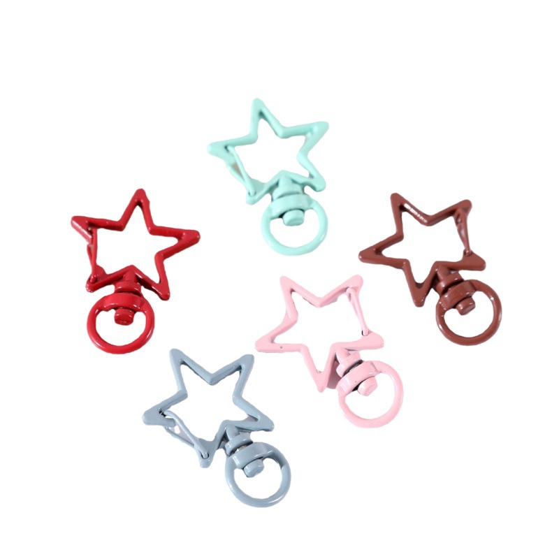 Color pintado hebilla de estrella de cinco puntas hebilla de langosta hebilla de perro hebilla de Primavera de aleación llavero bricolaje colgante accesorios de joyería
