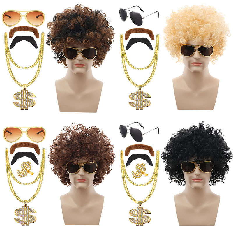 Halloween European and American Rock Wig Amazon Hippie Punk Wig Personalized Disco Afro Wig Halloween European and American Rock Wig Amazon Hippie Punk Wig Personalized Disco Afro Wig