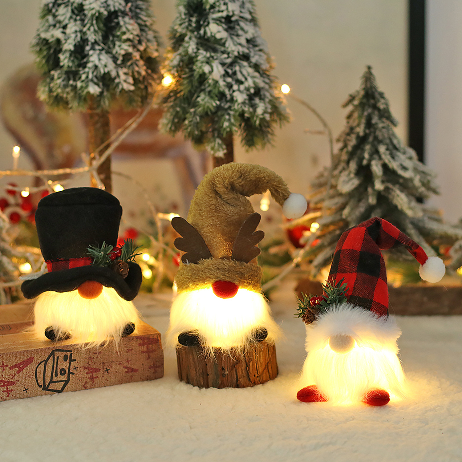Adornos navideños con figuras luminosas
