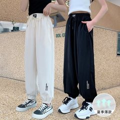 女童速干休閒防蚊褲夏季兒童褲子2023新款夏裝大童寬鬆運動褲