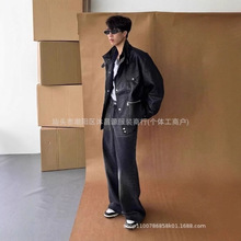 黑色复古痞帅PU机车皮衣男款秋季新款高级感潮流时尚夹克外套男装