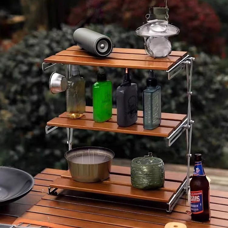 Estante de almacenamiento plegable de escritorio de camping al aire libre sin instalación estante de almacenamiento multicapa almacenamiento portátil