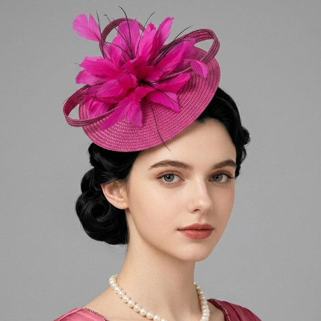 Cross-border popular fashion feather headpiece, feather flower party headwear, European and American banquet headwear, direct supply from manufacturer