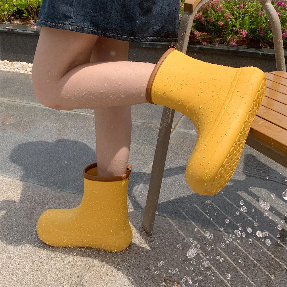 韩版ins防水外穿拼色下雨天水鞋雨鞋女夏季亲子软底时尚休闲雨靴