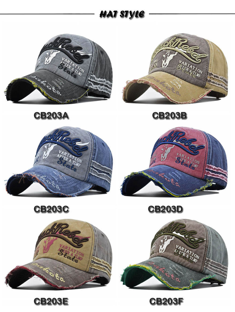 Cappello da baseball Bullhead con linguetta d'anatra con bordo spezzato lavato per uomo e donna_voghion.com