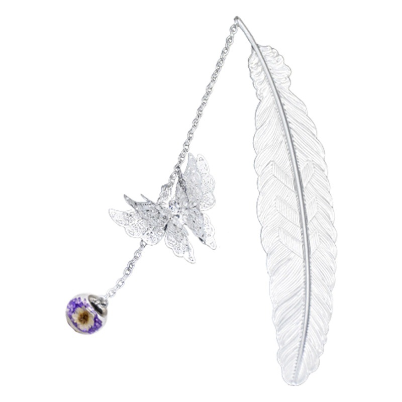 Estilo chino clásico metal pluma marcador lindo material de latón mariposa flor eterna papelería creativa regalo al por mayor