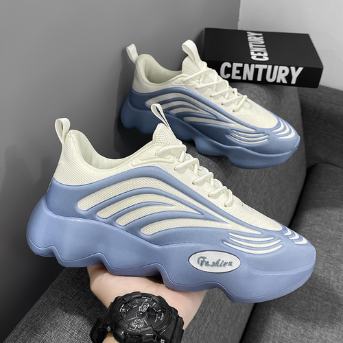 Cross-border men's shoes, new thick-soled dad shoes, fashionable lightweight casual shoes, heightening student running shoes, trendy sports shoes