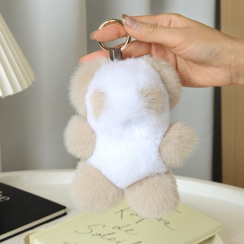 ウサギの毛をまねるパンダのペンダントがかわいいぬいぐるみのキーホルダーのかばんに飾られたアクセサリーの卸売りプレゼント|undefined