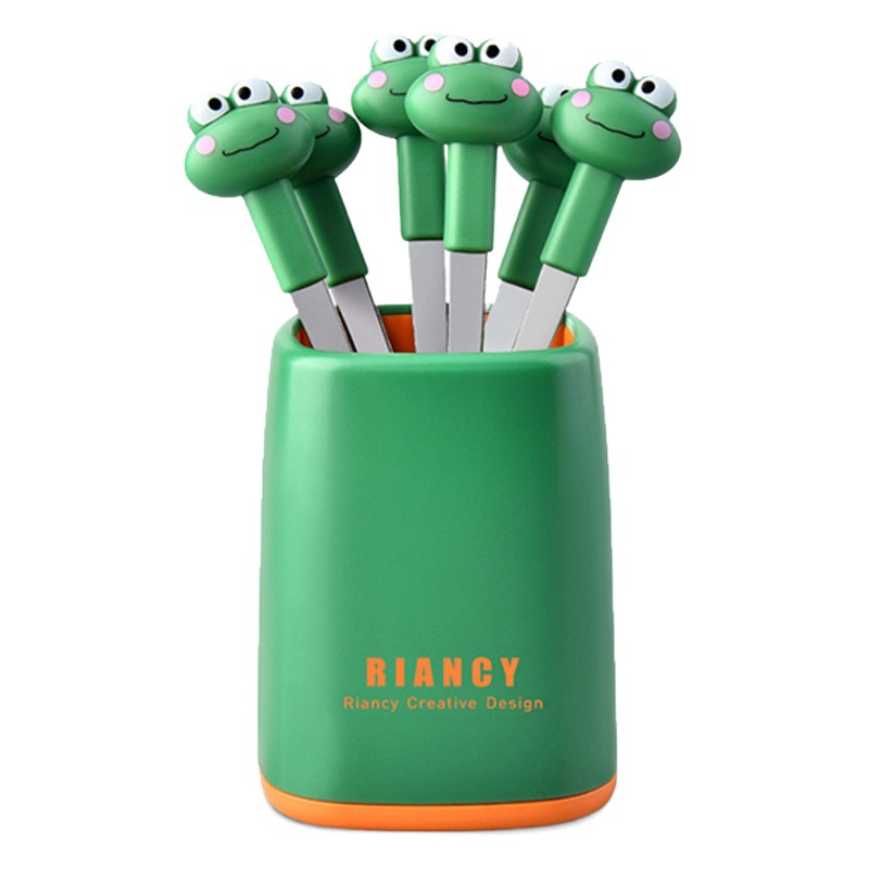 Fruta tenedor dibujos animados animal traje de acero inoxidable hogar niños seguridad fruta palo Luna pastel postre portátil pequeño tenedor