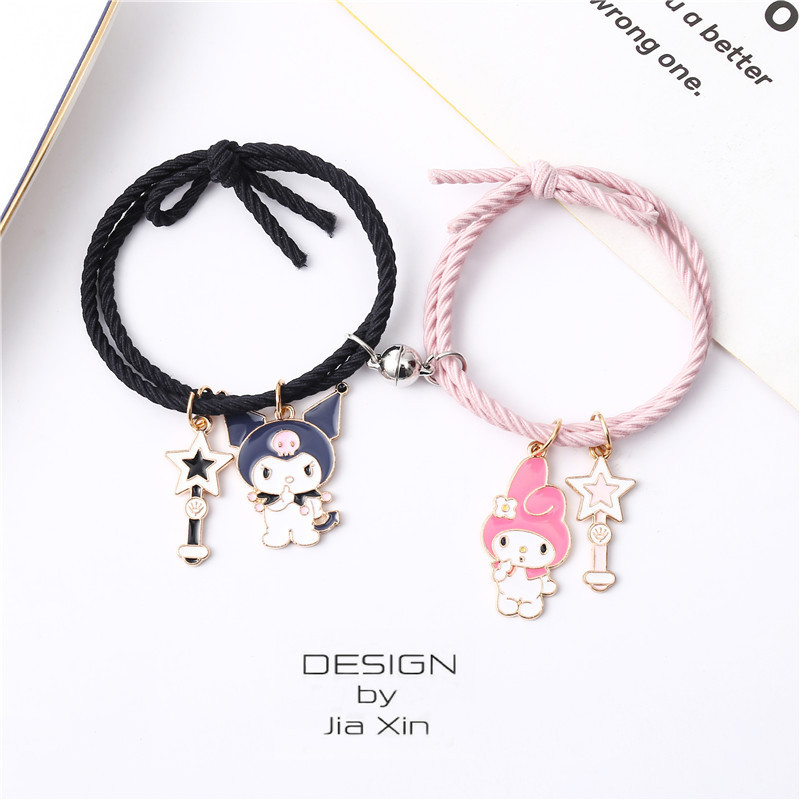 Melody Kulomi Couple Bracelet Pair for Boyfriend Small Leather Jacket Girlfriend Magnet Suction Bracelet Head Rope for Women Melody Kulomi Couple Bracelet Pair for Boyfriend Small Leather Jacket Girlfriend Magnet Suction Bracelet Head Rope for Women