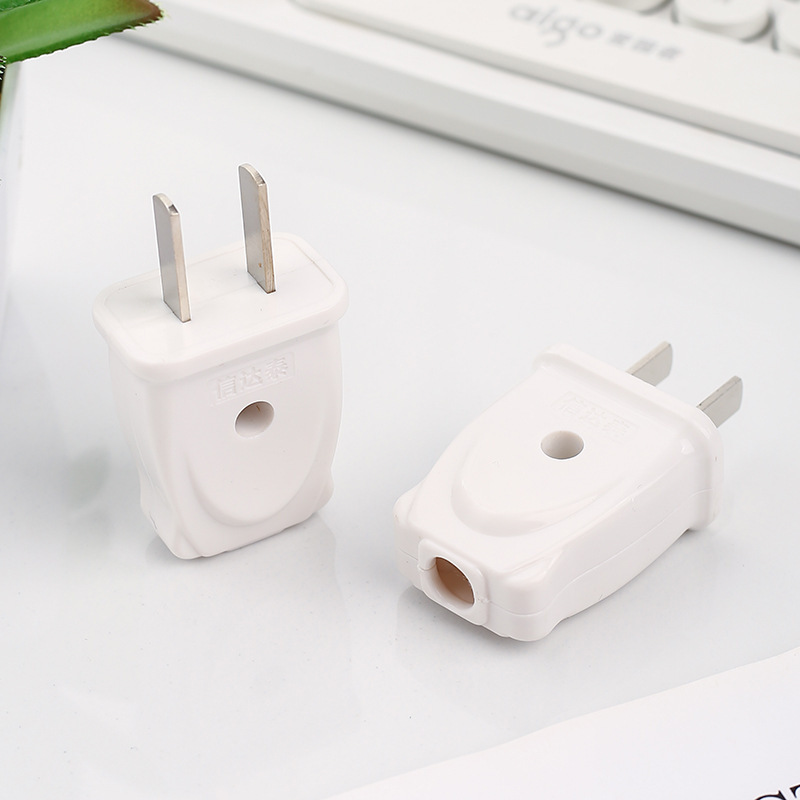 Single-phase two-pin plug white power plug pure copper two-Plug Two-plug high-power