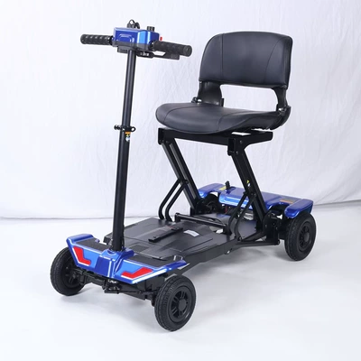 Automatic Folding Mobility Scooter for the Elderly, Four-Wheel Electric Portable Power-Assisted Scooter, Travel Electric Scooter, Smart and Portable (Qatlanan elektrik velosipedlər) - blue-z124v-78ah
