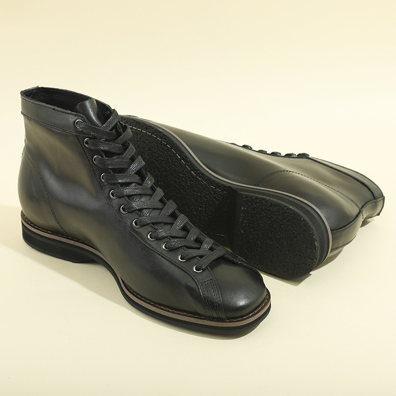 American Retro Leather Boxer Boots Goodyear Short Face Motorcycle Boots British Style Black High-Top Men's Workwear Boots American Retro Leather Boxer Boots Goodyear Short Face Motorcycle Boots British Style Black High-Top Men's Workwear Boots