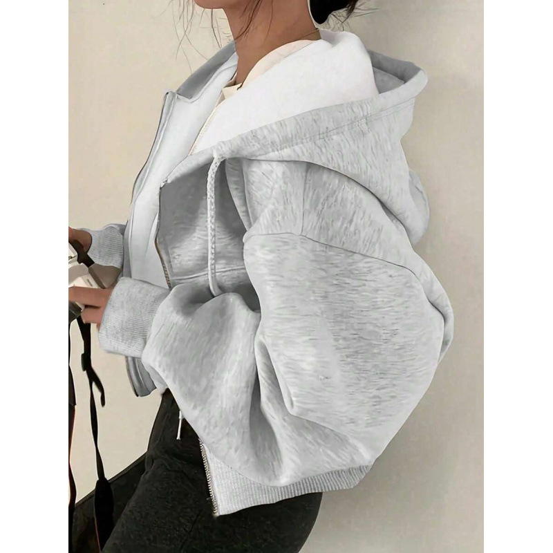 L 91512 Hooded drawstring cardigan 连帽抽绳开衫跨境速卖