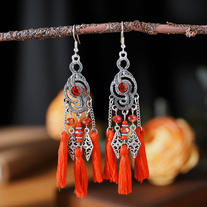 1 Pair Simple Style Classic Style Flower Inlay Alloy Turquoise Drop Earrings display picture 3