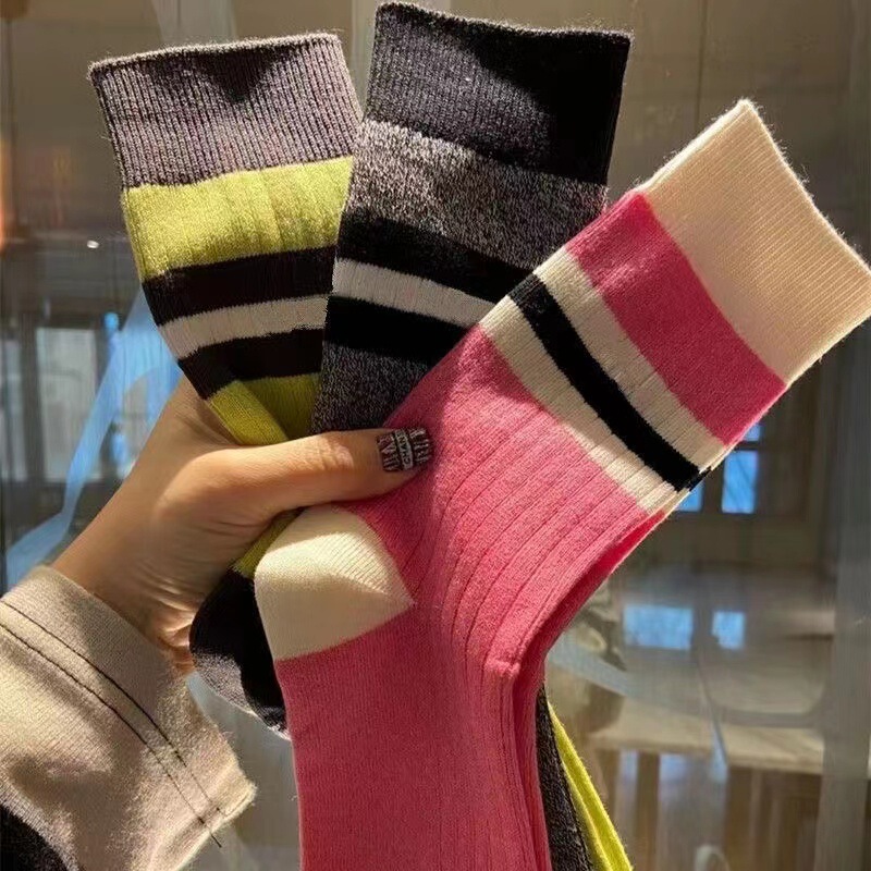 New European-Style High-Quality Spring and Summer Trendy Socks, Colorful Patchwork Mid-Calf Socks for Men and Women, Fashionable Korean-Style Slouch Socks