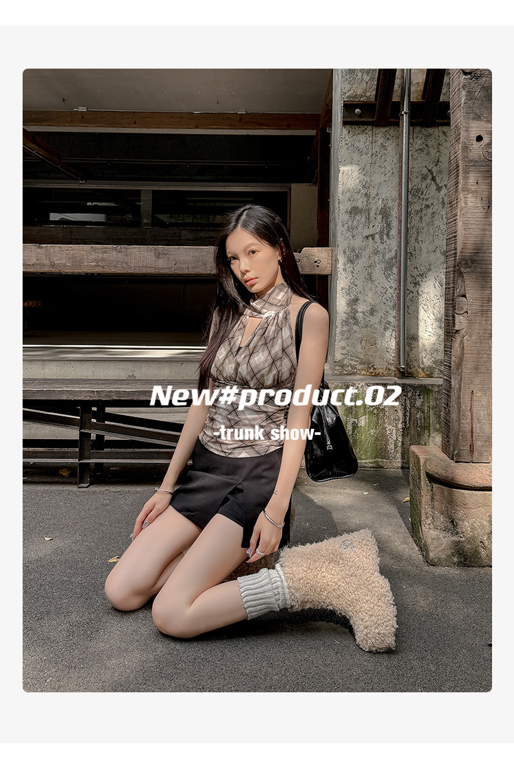 Boot nữ cổ cao lông cừu đế dày giữ ấm mùa đông — Lót nhung đen chi tiết 2