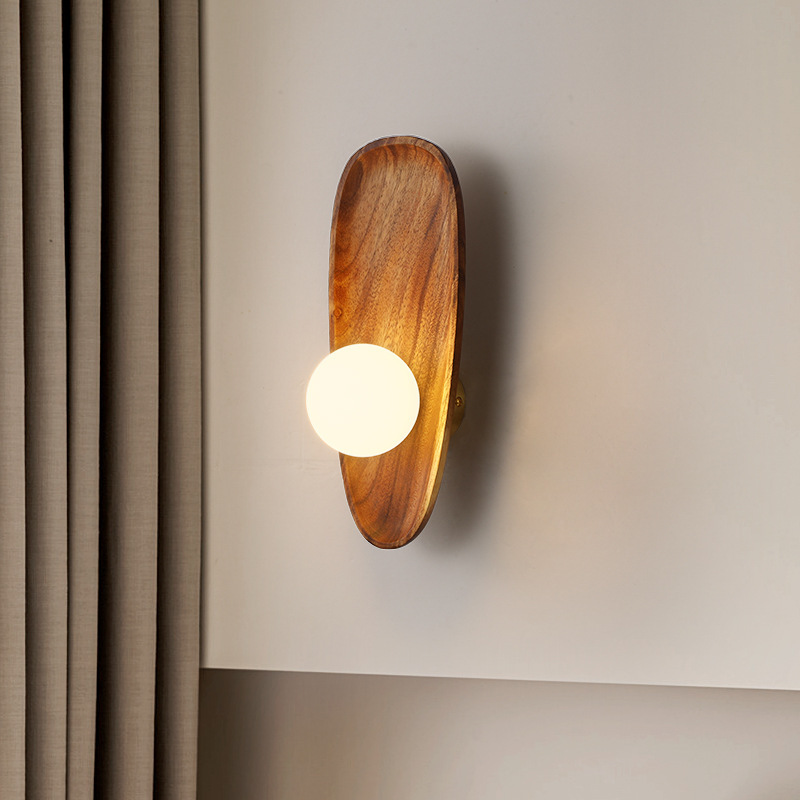 lámpara de cabecera de madera sólida sala de estar simple simple japonés estudio lámpara de pared dormitorio simple cabecera lámpara silenciosa