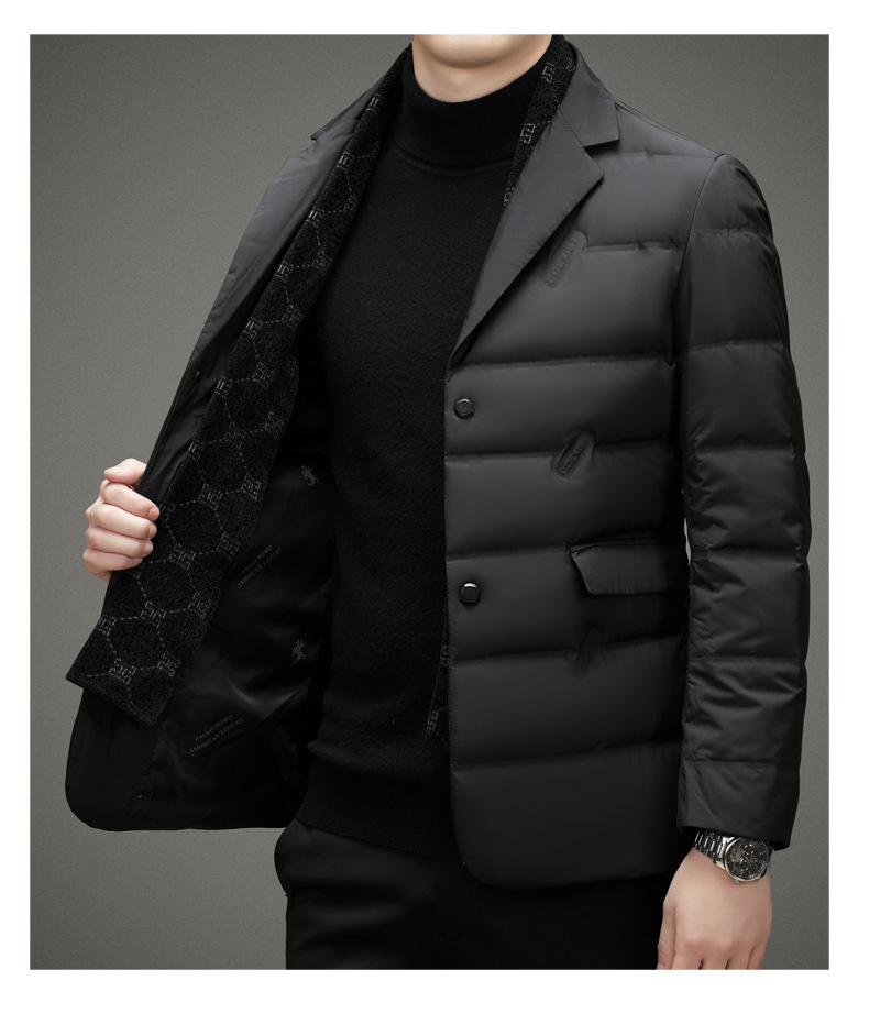 Men's Clothing Fashionable Simple Suit Scarf Collar Down Jacket Men's Autumn and Winter Trendy Warm Down Jacket Suit Style Down Jacket_voghion.com