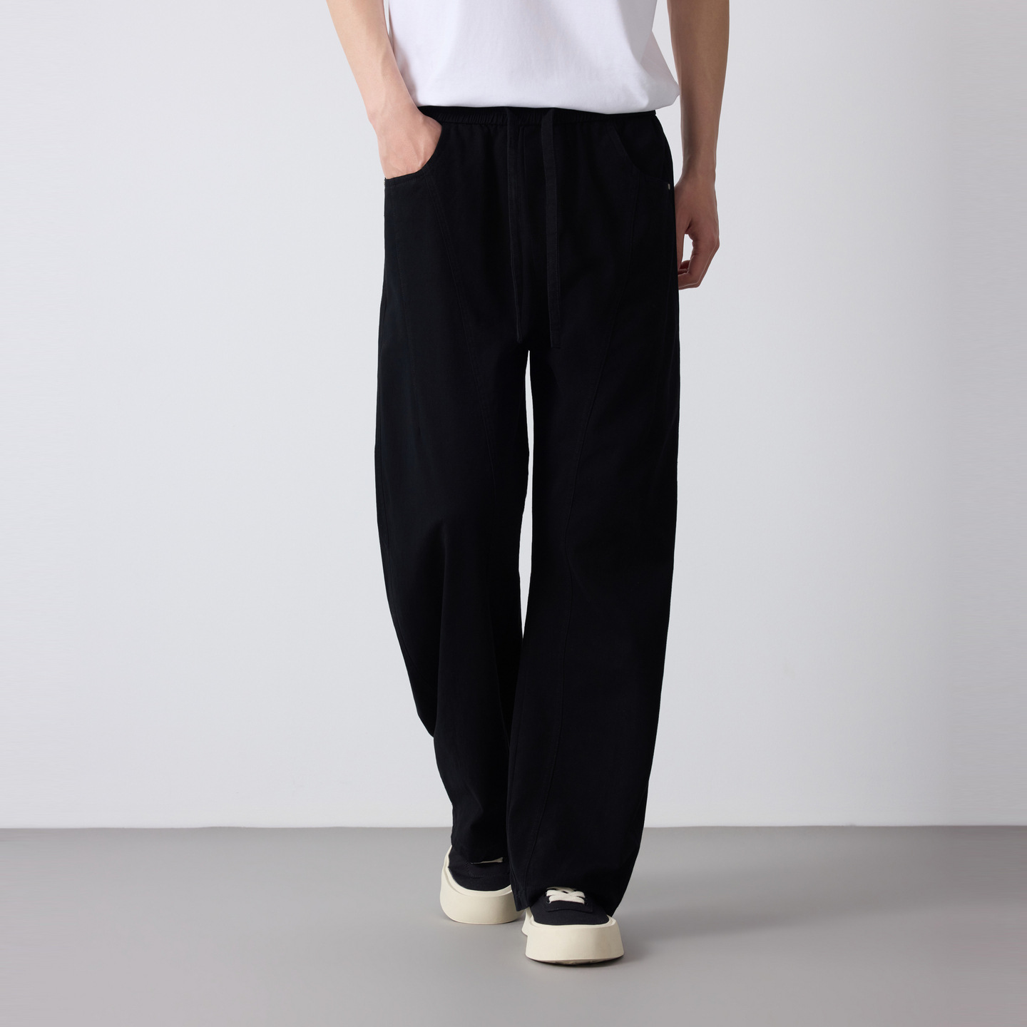Quần jean nam ống rộng phong cách Mỹ chất liệu cotton — đen