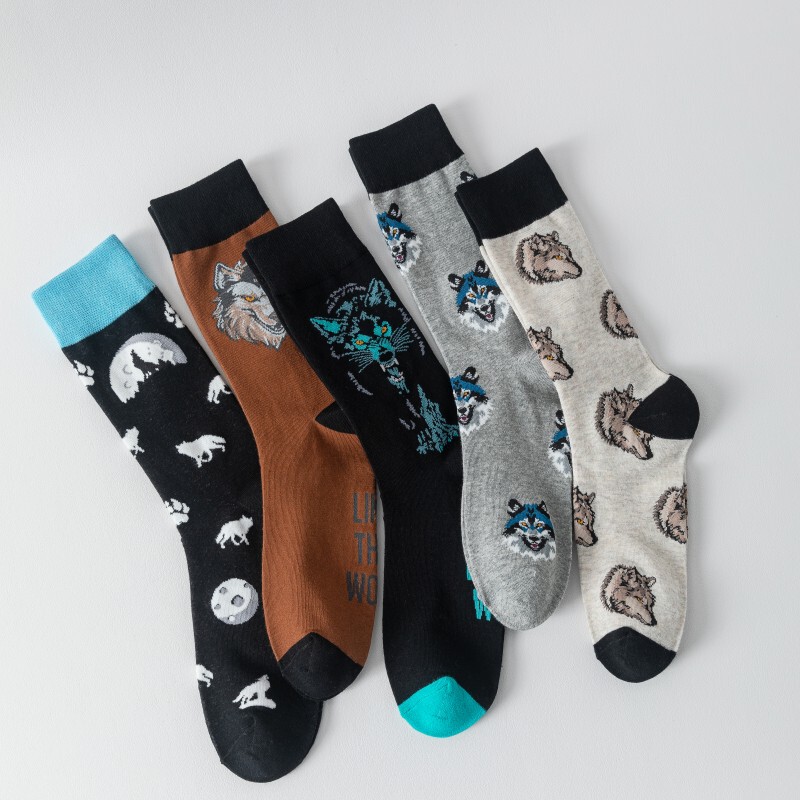 New Men's Socks Cotton Middle Tube Skateboard Socks Couple Tide Socks Personality Animal Socks Wholesale