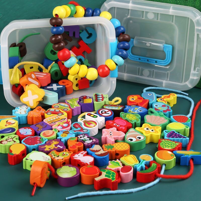 Baby children Toys bead intelligence Wear line Brains baby Early teaching 1 2 men Building blocks Direct selling