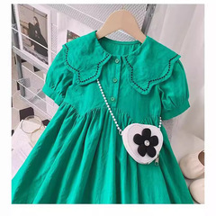 女童純棉連衣裙夏季薄款2023新款洋氣寶寶公主裙夏裝兒童裙子童裝