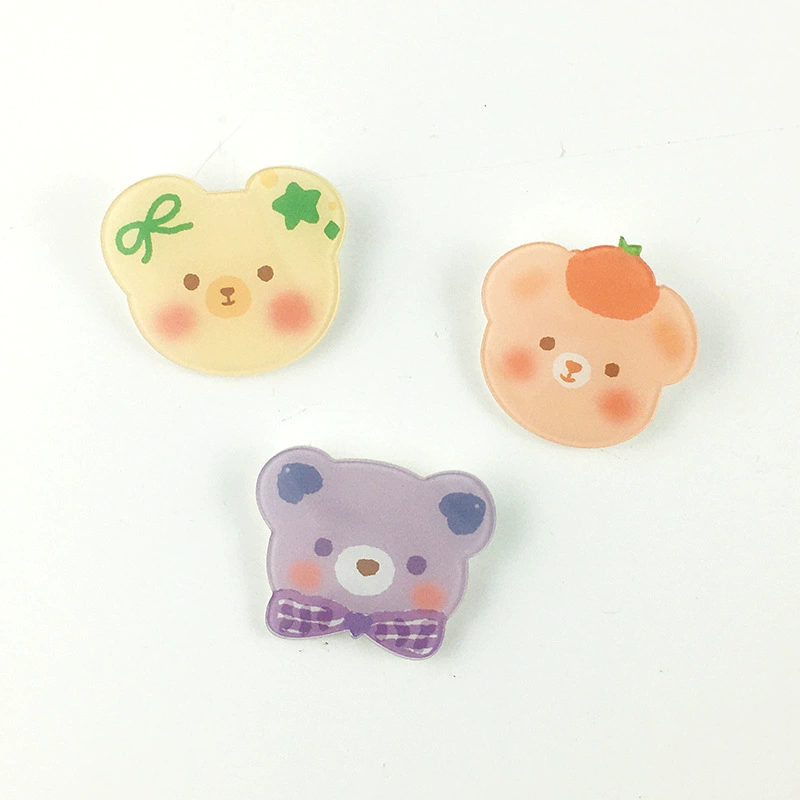 Acrylic Badge Pin Cute Bear Brooch, 3 cm Charming Cartoon Design, lightweight 0.003 kg