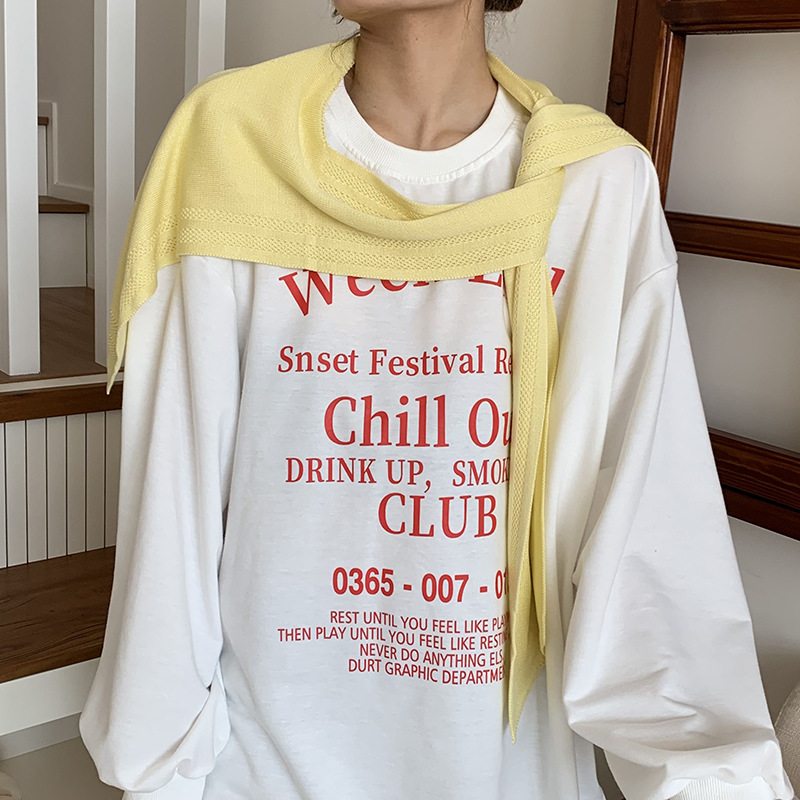 Sopa de punto de alta sensación coreana de primavera y otoño para proteger el cuello puede hacer bufandas con camisa con un pequeño hombro