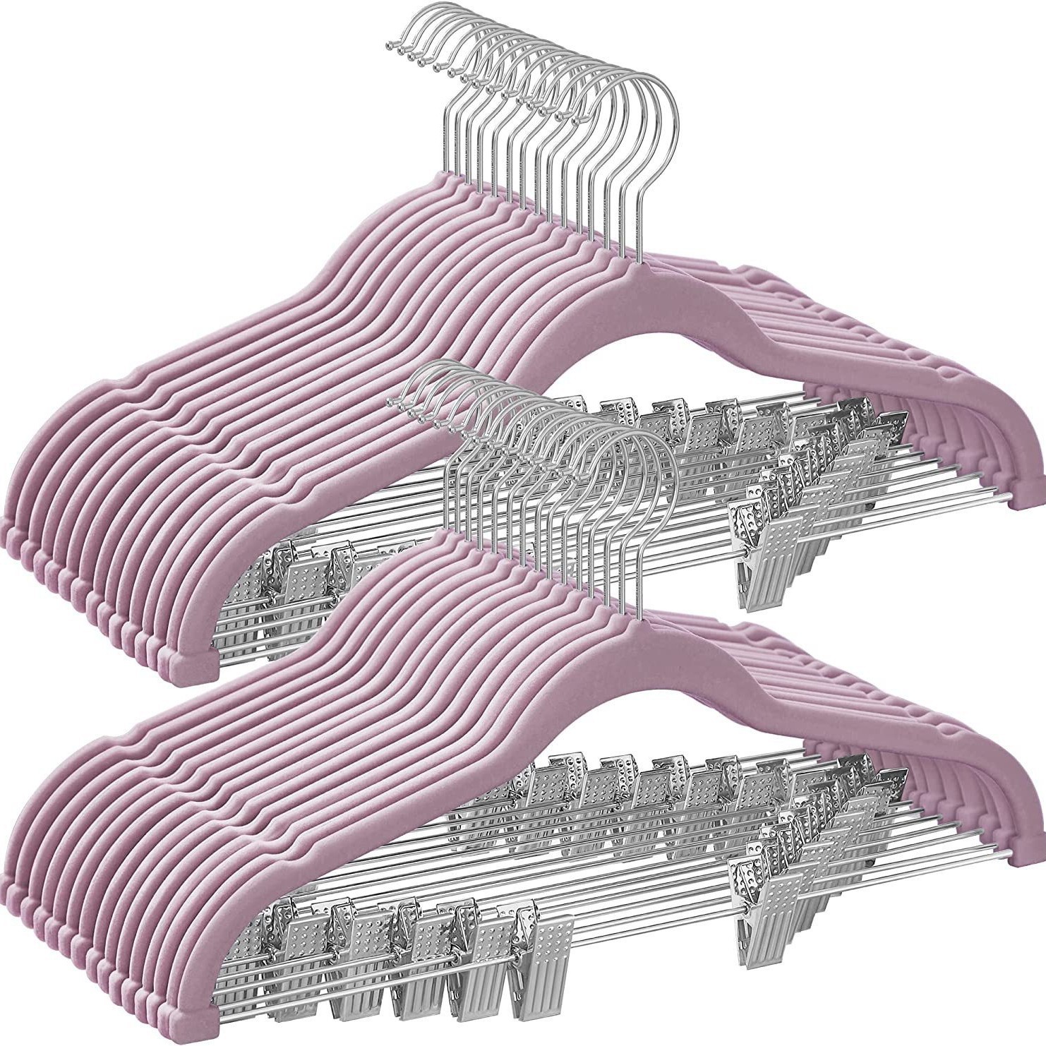 Fábrica directa percha de ropa de flocado con clip percha de pantalones adultos antideslizante no se cae estantes de ropa percha de plástico al por mayor