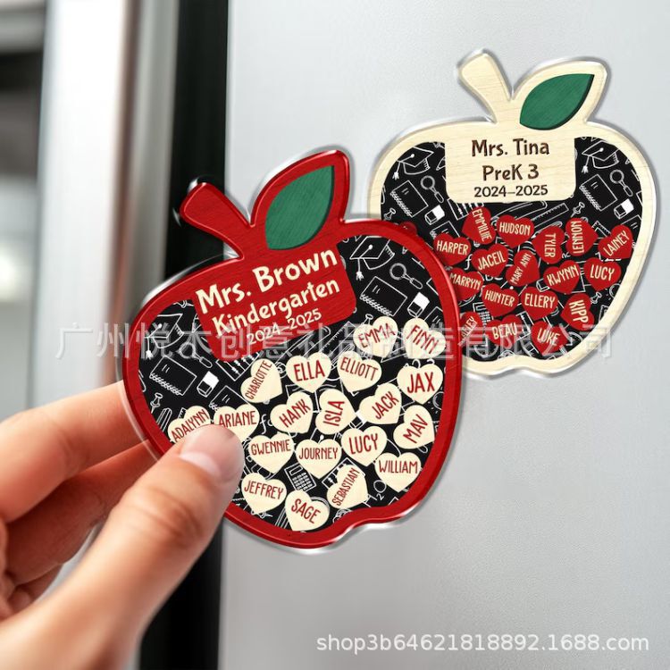 Personalized Apple Magnet Shake Refrigerator Magnet Thank You Teacher Gift Student Thank You Gift for Teacher