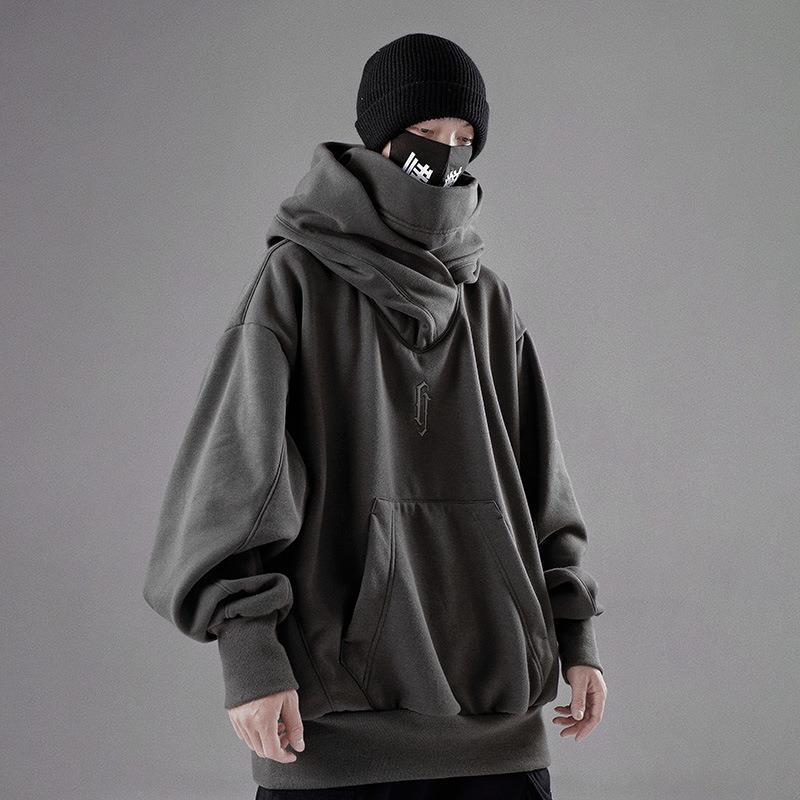 Europa y América hiphop retro encapuchado de cuello alto camisa de hombre de manga larga otoño y invierno suelta chaqueta de hip hop de alta calle de moda