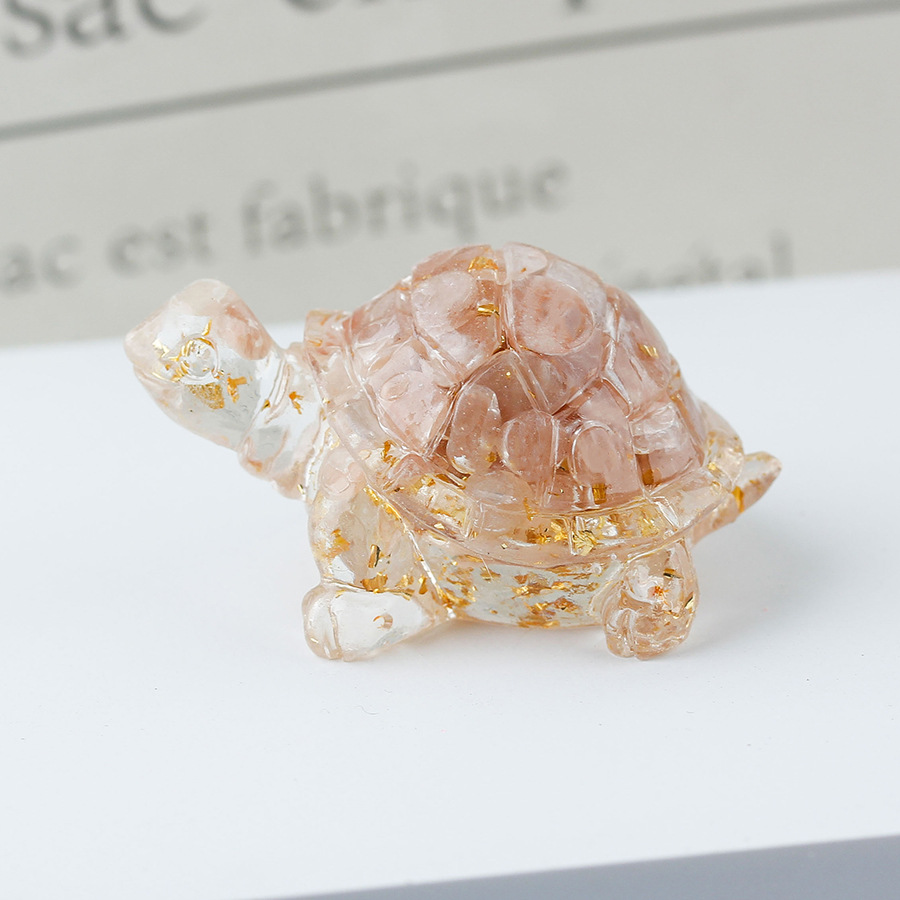 Cristal natural Animal Cristal blanco Cute Little Turtle Decoración creativa Adornos de escritorio Artesanías Decoración de coche