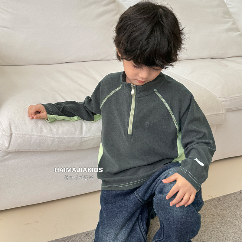 Demi-season velvet base body-friendly long-sleeve for boys with…