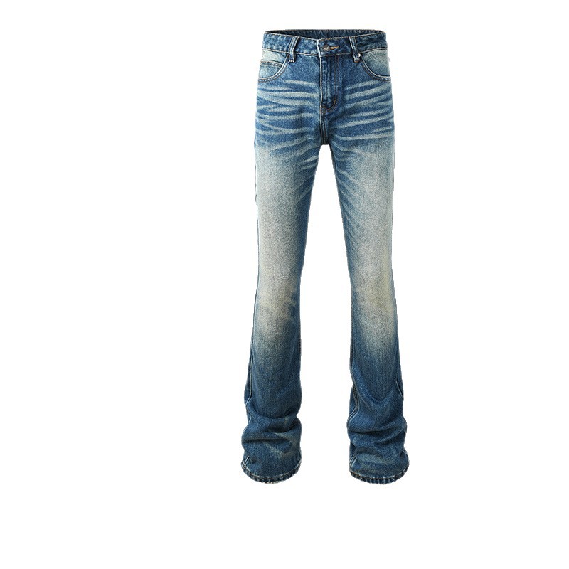 Men’S Slim Bootcut Jeans – Vintage Washed Denim With Distressed Details, Stretch Comfort For Everyday Wear_voghion.com