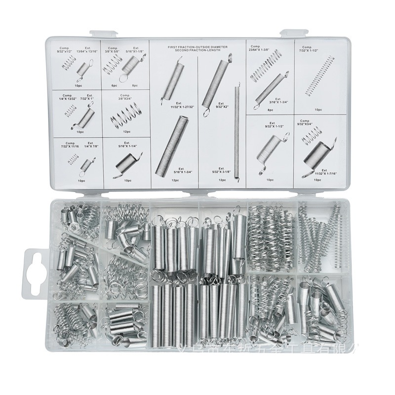 200PCS弹簧 拉簧 压簧 套装 200根透明pp塑料盒装20种规格